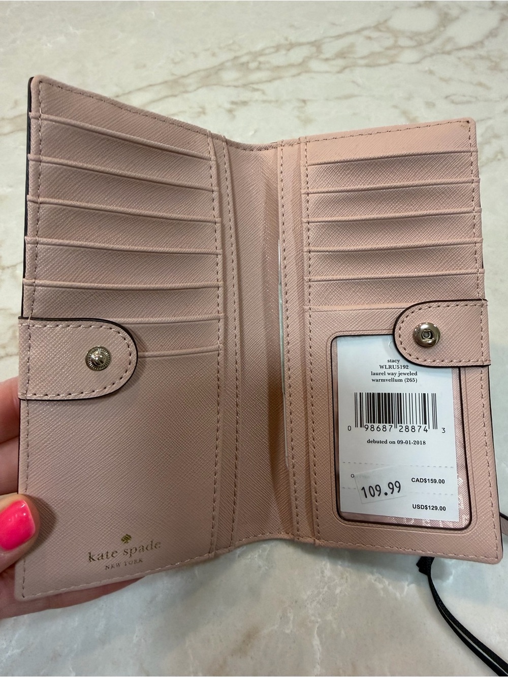kate spade Blush Pink Set In Stone Wallet NWT - Picture 3 of 5